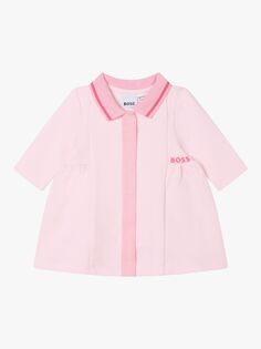 Детское платье-поло с длинными рукавами BOSS, светло-розовый