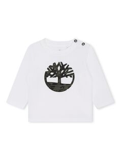 Детская футболка с длинными рукавами и рисунком Timberland, белый