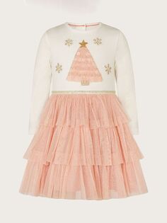 Детское платье в форме рождественской елки в стиле диско Monsoon, мульти