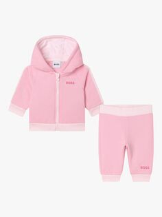 Подарочный набор: детский спортивный кардиган и брюки с логотипом BOSS, розовый