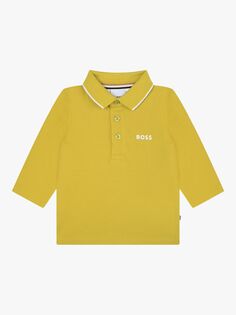 Рубашка-поло с длинными рукавами и логотипом Baby BOSS, желтый