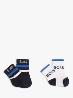 Носки в полоску с логотипом BOSS Baby HUGO BOSS, темно-синий/белый
