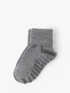Детские носки-тапочки из смеси мериноса Polarn O. Pyret, серый