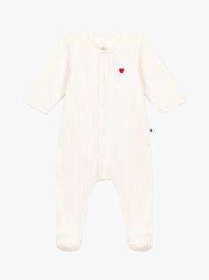 Детский хлопковый велюровый пижамный комбинезон с мотивом сердца Petit Bateau, зефир