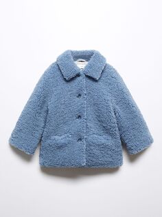 Пальто из искусственной дубленки Baby Bleu Mango, светло-пастельный синий