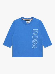 Футболка с длинным рукавом и логотипом Baby BOSS, синий