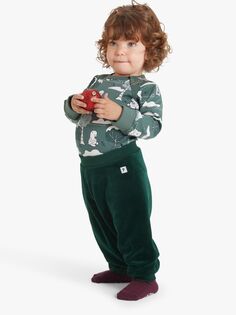 Детские велюровые брюки из органического хлопка Polarn O. Pyret, зеленый