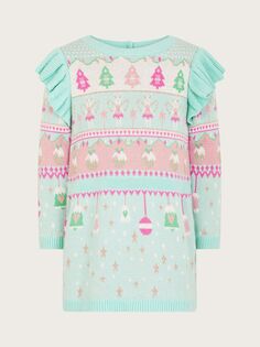 Детское вязаное рождественское платье-джемпер Monsoon, мульти