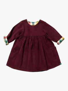 Двустороннее вельветовое платье с карманами в клетку Baby After Day Little Green Radicals, ягода