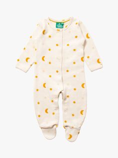 Детский пижамный комбинезон со звездами из органического хлопка Little Green Radicals, кремовый/золотой