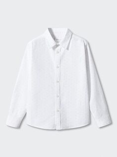 Детская оксфордская рубашка стандартного кроя с принтом Mango, белый
