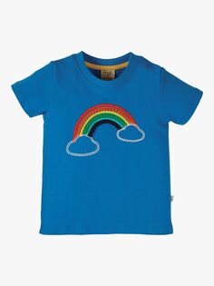 Детская футболка Avery с радужной аппликацией Frugi, кобальт/мульти