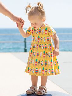 Платье Baby Dara из органического хлопка с принтом Frugi, радужные брызги