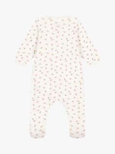 Детский вязаный пижамный комбинезон с цветочным принтом Petit Bateau, зефир/мульти