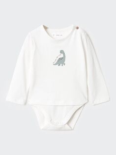 Боди-футболка с изображением динозавра Baby Rex Mango, натуральный белый