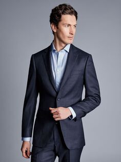Роскошный итальянский пиджак Slim Fit Charles Tyrwhitt, синий