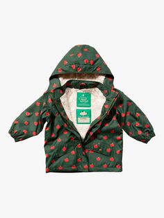 Водонепроницаемое зимнее пальто Baby An Apple a Day из переработанного материала Little Green Radicals, зеленый/красный