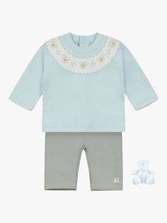 Комплект из топа и брюк с вышивкой Baby Elliot Teddy Emile et Rose, серый/синий