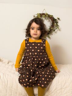 Детское платье-сарафан с осенними птицами Little Green Radicals, коричневый