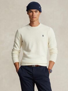 Джемпер из шерсти и кашемира с круглым вырезом поло Ralph Lauren, белый