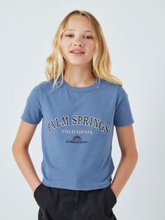 Детская футболка с рисунком Palm Spring John Lewis, синий/мульти