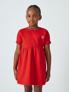 Детское свободное платье из хлопка с начесом со звездами John Lewis ANYDAY, расплавленная лава
