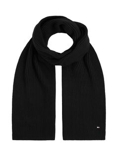 Вязаный шарф Essential Flag из смеси кашемира и органического хлопка Tommy Hilfiger, черный