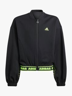 Детский укороченный бомбер adidas, черный