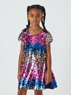 Детское праздничное платье с эффектом омбре и пайетками John Lewis, мульти