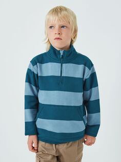 Детский свитер в полоску с полумолнией и молнией John Lewis, синий