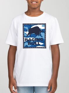 Детская футболка с камуфляжным принтом Bull Raging Bull, белый/синий