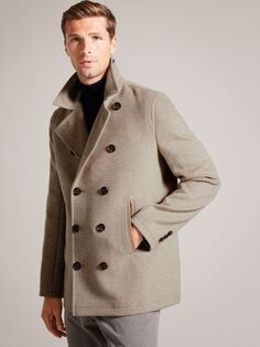 Двубортное полушерстяное пальто Aldovie Ted Baker, светло-серый