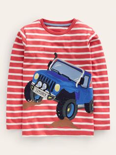 Детская футболка Off Road Truck Breton с аппликацией Mini Boden, джем красный