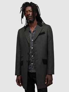 Текстурированное однобортное пальто Tommy AllSaints, угольно-серый