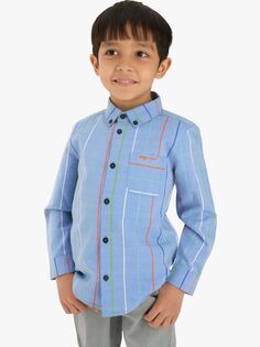 Детская рубашка в полоску с вышивкой Harris Angel &amp; Rocket, синий