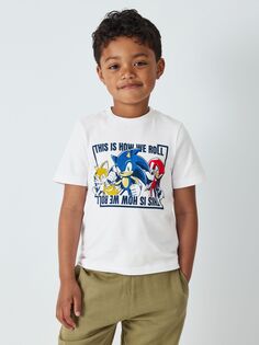 Детская футболка Sonic The Hedgehog с надписью Вот как мы катимся Brand Threads, белый