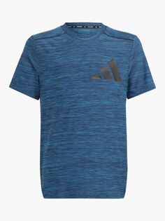 Детская футболка AEROREADY Хезер adidas, голубовато-черный