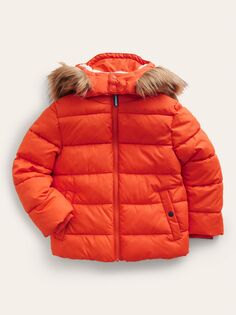 Детская утепленная куртка с капюшоном и забавными животными Mini Boden, осенний клен оранжевый