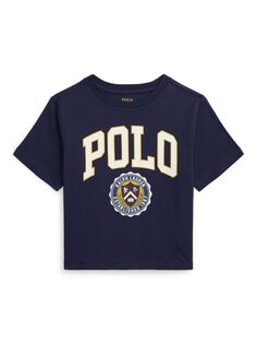 Детская университетская футболка Ralph Lauren, темно-синий