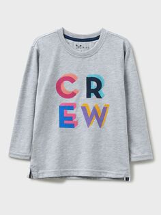 Детская футболка оверсайз с длинными рукавами и аппликацией Crew Clothing, светло-серый