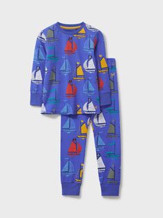 Детский пижамный комплект с принтом акулы Crew Clothing, военно-воздушные силы синий
