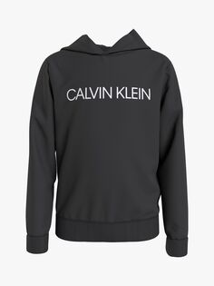 Детская хлопковая толстовка с логотипом учреждения Calvin Klein, ск черный