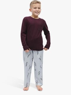 Детская пижама Spencer с футбольным принтом Minijammies, бордовый/серый