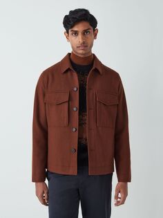 Короткая шерстяная куртка с двумя карманами Kin, коричневый