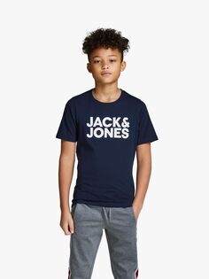 Детская футболка с логотипом Jack &amp; Jones, синий темно-синий