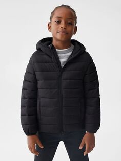 Детская стеганая куртка Unico с капюшоном Mango, черный