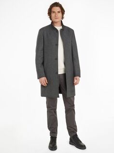 Пальто из смесовой шерсти с высоким воротником Calvin Klein, серый