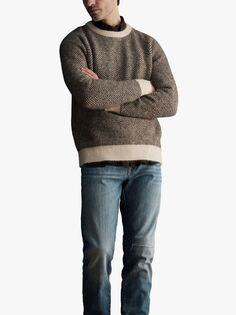 Вязаный пуловер-джемпер SELECTED HOMME, коричневый/мульти