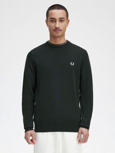 Джемпер с круглым вырезом Fred Perry, зеленый