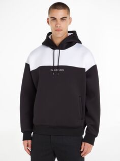 Джинсовый пуловер с капюшоном Calvin Klein, черно-белый